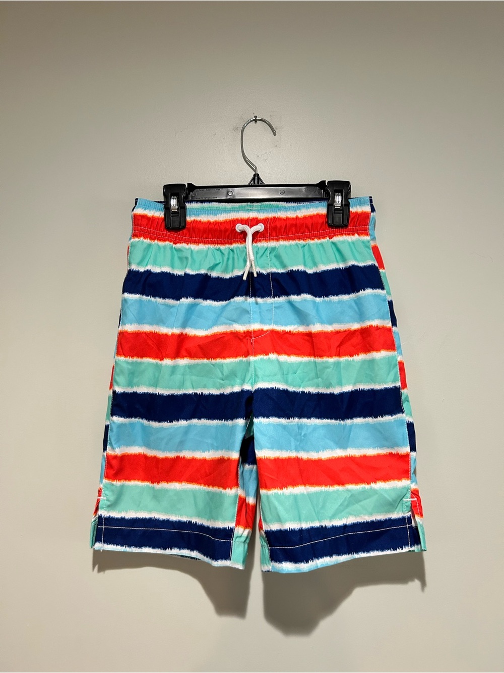 Place Boys' Striped Swim Trunks in Aqua, Navy & Red